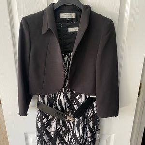 NWT size 4 Tahari black & white scoop neck dress with Black Jacket.